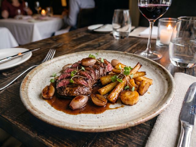 Les Saisons Onglet de bœuf — Panais caramélisés - Échalotes confites - Jus au xérès