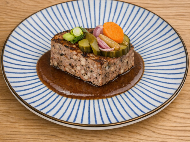 Les Saisons Terrine de campagne maison, pickles de légumes Homemade country terrine with pickled vegetables